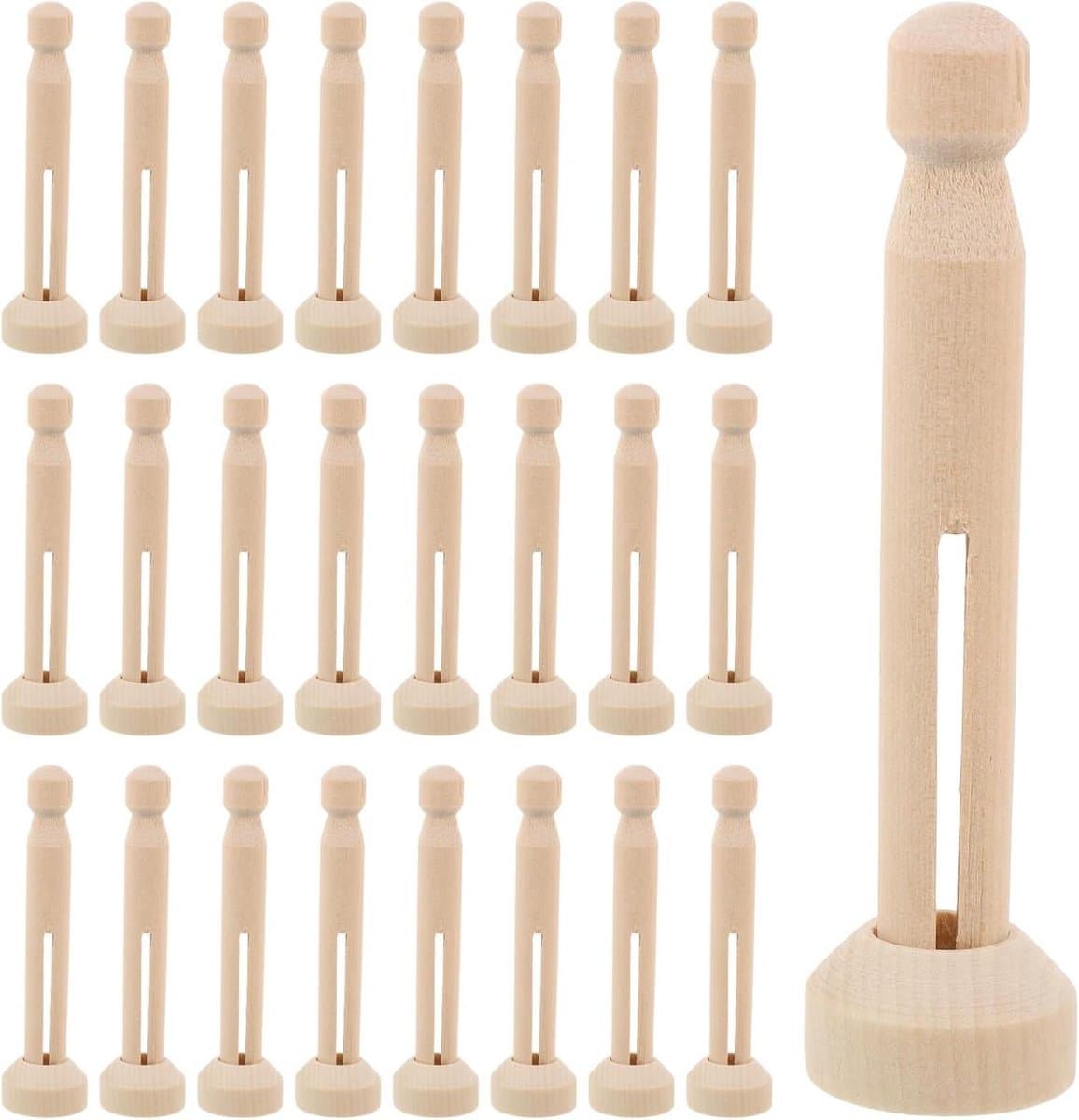 Houten poppenknijpers - Knutselknijpers - Creatief hobbyen - Gladde afwerking - 11 cm lengte - Natuurlijk hout — afbeelding 1