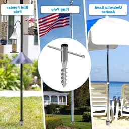 Parasol Beach Anchor met Draaibare Kledinglijn, 42cm Grondspike voor Parasol en Terras Umbrella, Geschikt voor 3-5cm Polen met Afneembare Handgreep, Ideaal voor Zand en Stabiliteit — thumbnail 2