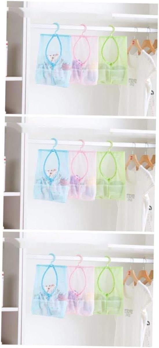 Wasknijper Opbergtas - Mesh Hanger - Kleine Spullen Opbergen - Met Hanger Ontwerp - 3 Stuks - Lichtblauw — afbeelding 1