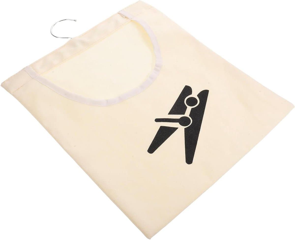 Wasknijper Opbergtas - Wasknijperhouder Organizer - Wasknijpers Sorteren - Met Ophanghaak - 35.7 cm Breed - Beige — afbeelding 1