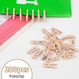 200pcs Mini Clothes Pegs - 26mm Kleine Houten Clips - Foto Klemmen - Kantoor Benodigdheden voor Klassenlokalen - Wanddecoratie voor Foto's — thumbnail 3