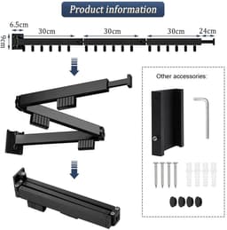 Dailygoods- Wasrek Uittrekbaar 120 cm - Inklapbaar Wandwasrek - 3 Niveaus - 18 Haken - Handdoekhouder - Ruimtebesparend Ontwerp - Droogrek — thumbnail 5