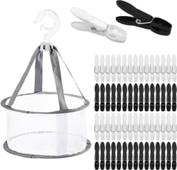 60 Stuks Antislip Wasknijpers met Mand, Winddichte Plastic Klemmen voor Waslijn, Kledingrek, Sokken en Handdoeken — thumbnail 1