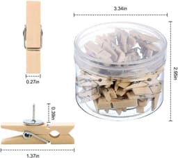 Houten Clips met Punaise - Papier Hangers - Notities Ophangen - Speciaal ontwerp - 50 Stuks - Houtkleur — thumbnail 3