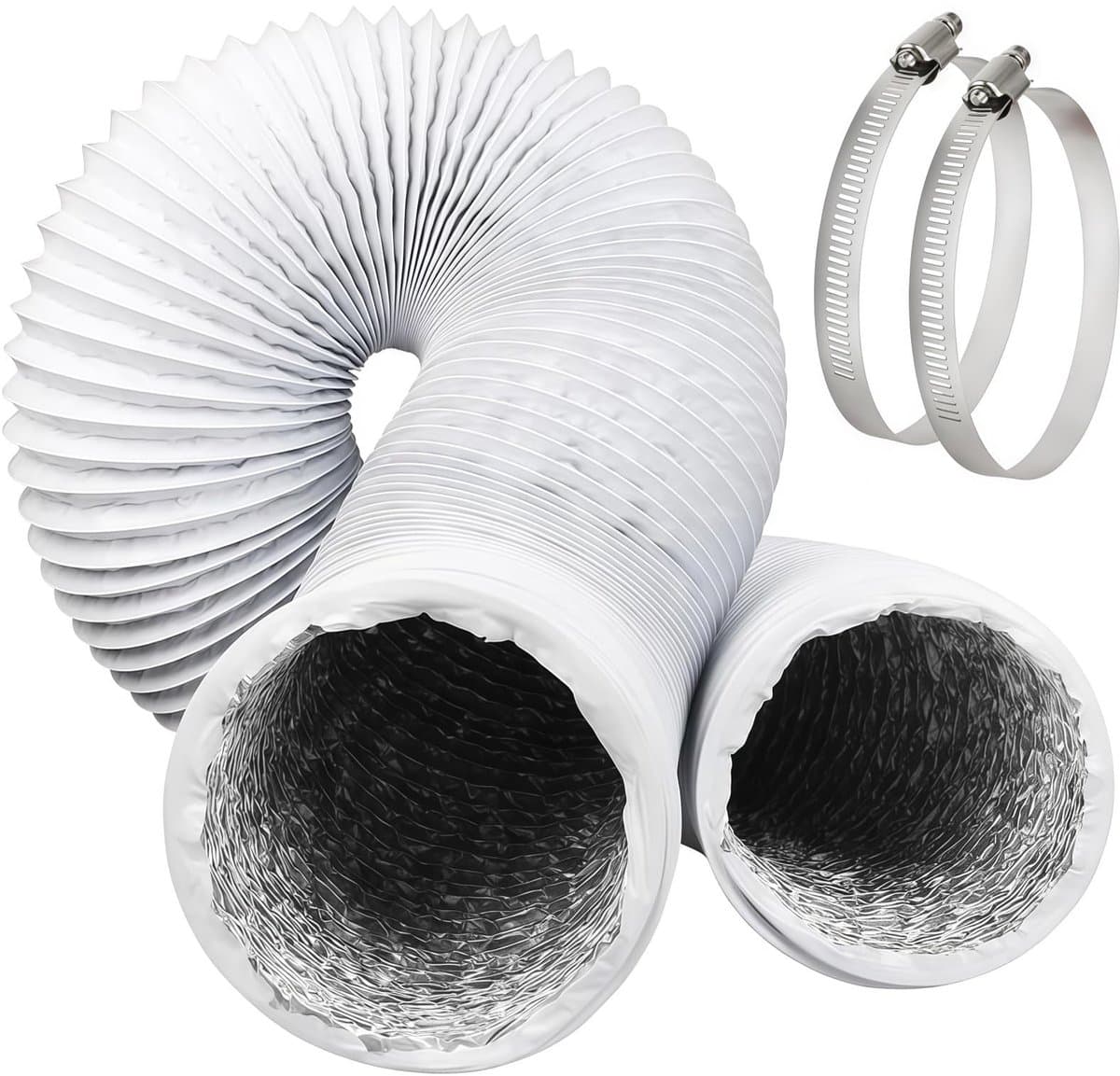 Dailygoods- Afvoerslang 100 mm Flexibel - Aluminium/PVC - Slangklemmen - Ventilatieslang - Wasdroger/Airco - 3 meter lengte — afbeelding 1