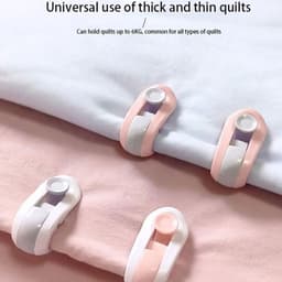 Set van 8 antislip, naaldvrije clips voor dekbedovertrekken, te gebruiken voor het vastzetten van lakens, dekbedden, kleding, sokken, gordijnen en dekbedovertrekken. Roze. — thumbnail 3