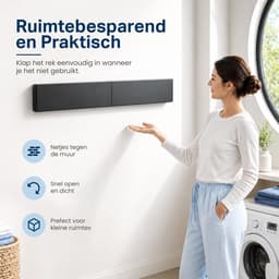 Avero® Wanddroogrek Inklapbaar XXL – 100cm – 6 Meter Drooglengte – Hangend – Droogrek Inklapbaar – Zwart — thumbnail 3