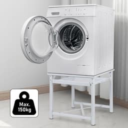 Wasmachine onderstel - Apparaat verhoger - Huishoudelijke taken - Uittrekbare plank - 60x56x52 cm - Wit — thumbnail 2