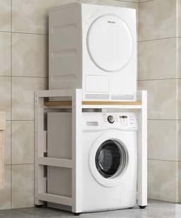 Wasmachine Opbergunit - Stapelrek Droger - Ruimte Besparen - Stevig Koolstofstaal - 75x65x105cm - Wit — thumbnail 2
