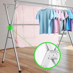 Droogrek Staand - Wasdroger Rek - Kleding Drogen - Opvouwbaar Roestvrij Staal - 200cm Hoog — thumbnail 5