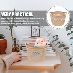 Flexibele wasmand van kunststof met handgrepen en hoge capaciteit voor studentenhuis - rond design — thumbnail 3