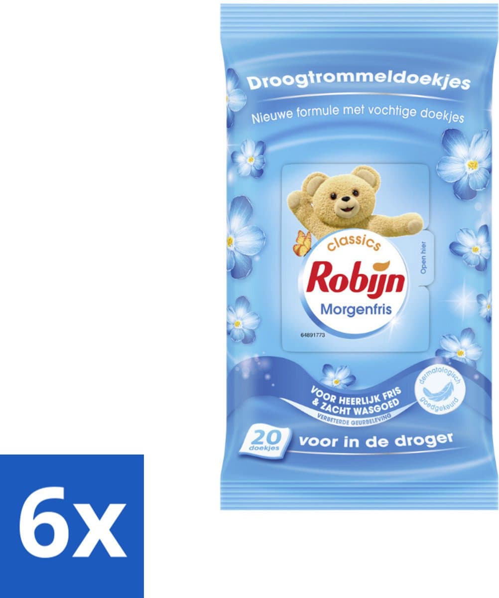 Robijn Droogtrommeldoekjes Morgenfris 20 stuks per verpakking - Voordeelverpakking - 6 stuks — afbeelding 1