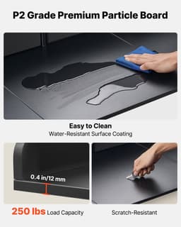 Werkblad voor wasmachine en droger - Opzetblad met plank - Afmeting 137 x 69,9 cm - 2 Lades en Haken - Draagvermogen 113 kg - Vak voor Wasmiddel - Zwart — thumbnail 2
