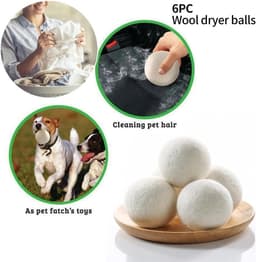 6 stuks - Wollen droogballen - 4cm - Wasdroger ballen - Droogballen - Wasbollen - Wasballen - herbruikbare - verkort de droogtijd - verminderen statische elektriciteit - voor thuis en in hotels - voor kleding, beddengoed en handdoeken - wit — thumbnail 5