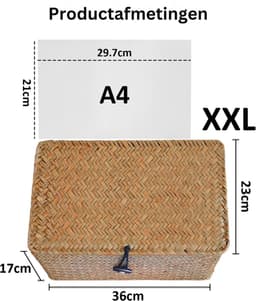 CLVP® Rieten Wasmand met Deksel - 36x23x17 CM — thumbnail 2