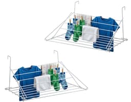Koopman Inklapbaar wasgoedrekje/droogrek - 2x - Ophangbaar - 58 x 73 cm - radiator/deur — thumbnail 1