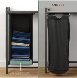 DnA® Wasmand 4 Vakken - Wasmand - Wassorteerder - Zwart - 36cm x 111cm x 73cm — thumbnail 3