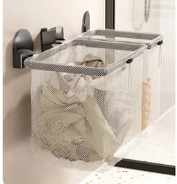 1 artikel - Opbergmand - Wasmand - Zuignap - Opvouwbaar - Wandrek voor de badkamer - Wasmand - 27,8 cm * 20,8 cm - Grijs — thumbnail 4