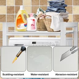 Wasmachine Stapelrek - Droger Organizer - Ruimte Besparen - Verstelbare Hoogte - 105 cm Hoog - Wit — thumbnail 5