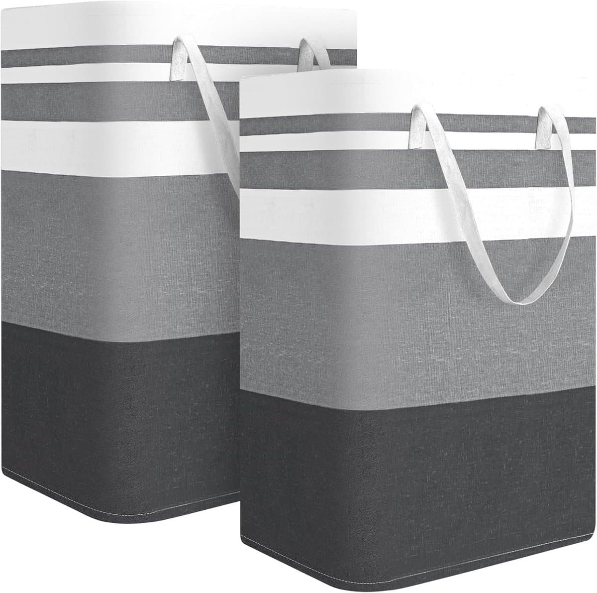 Heupwasmand-Opvouwbare Wasmand-Set van 2 grote wasmanden - Waterdichte opvouwbare wasmanden - Geschikt voor kamers, slaapkamers, badkamers en studentenkamers - Waszakken voor opslag en organisatie - Grijs - 75 liter — afbeelding 1