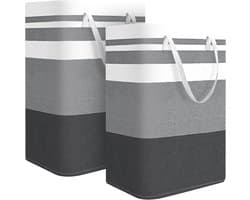 Heupwasmand-Opvouwbare Wasmand-Set van 2 grote wasmanden - Waterdichte opvouwbare wasmanden - Geschikt voor kamers, slaapkamers, badkamers en studentenkamers - Waszakken voor opslag en organisatie - Grijs - 75 liter