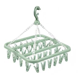 Sokkendroogrek met 32 ​​clips - Hangend kledingrek voor binnen en buiten - Opvouwbaar roterend droogrek voor sokken, ondergoed en kleine kleding - 35*32cm-Groen — thumbnail 1