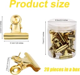 Goudkleurige Push Pins en Bulldog Clips - 20 Stuks voor Thuis- en Kantoorgebruik — thumbnail 4