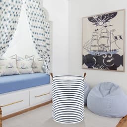 Opvouwbare ronde wasmanden van 45 cm, katoen (blauw, maat M) Wegwerpbaar — thumbnail 2