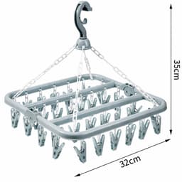 Sokkendroogrek 32 Knijpers – Droogcarrousel voor Sokken, BH’s & Ondergoed – Compact Wasrek – Windbestendig – Blauw — thumbnail 1