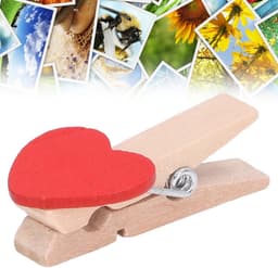 50 Stuks Houten Hartvormige Fotoclips - Decoratieve Wasknijpers voor Feest en Fotopresentatie — thumbnail 4