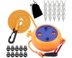 Uittrekbare Waslijn 10 meter - Camping, Outdoor, Reiswaslijn - Anti-wikkeling, Draagbaar - Kamperen, Wandelen, Hotel, Tuin, Balkon