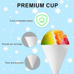 16 Stuks Herbruikbare Sneeuwhoornbekers, Kunststof Ijshoorntjes Wit - Voor Sneeuwhoornmachines - Ideaal voor Zomerse Traktaties — thumbnail 2