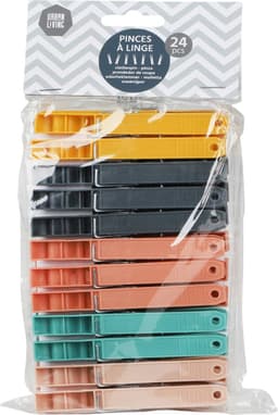 Wasknijper mandje/bakje - zilver - inclusief 48x wasknijpers - kunststof — thumbnail 3