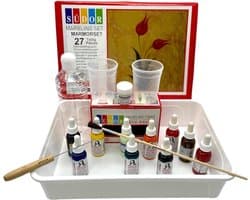 SÜDOR EBRU PAINTING 27-delige marmerkit voor beginners en professionals. Marmer set. 9 kleuren