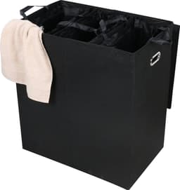 Niceey Wasmand 3 Vakken - met Uitneembare Zakken - Wassorteerder - Opvouwbaar - 120L - Inklapbaar - Zwart — thumbnail 1