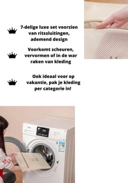 Waszakken set met rits - wasnet - waszak - waszakken set van 7 voor Wasgoed - Waszakje Lingerie - Waszak bh - Divers delicaat wasgoed - Wasnet Groot - Wasmachine zakjes - Laundry bag set — thumbnail 2