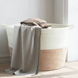 vidaXL - Wasmand - Ø - 60x36 - cm - katoen - bruin - en - wit — thumbnail 3