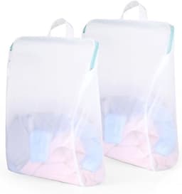 Herbruikbare wasnetten - voor ondergoed en blouses - Mesh-waszakken - met rits en handvat - Set van 2 - 40 x 50 cm — thumbnail 1