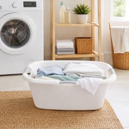 Storage Solutions wasmand - 35 liter - wit - kunststof - 68 x 46 x 25 cm - draagmand - met handvatten - lichtgewicht — thumbnail 3
