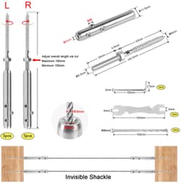SUPAWAY Kabelspanner, T316, roestvrij staal, kabelspanner, installatie, robuuste draadspannerset voor 3 mm hekdraad - ShopVlot — thumbnail 3