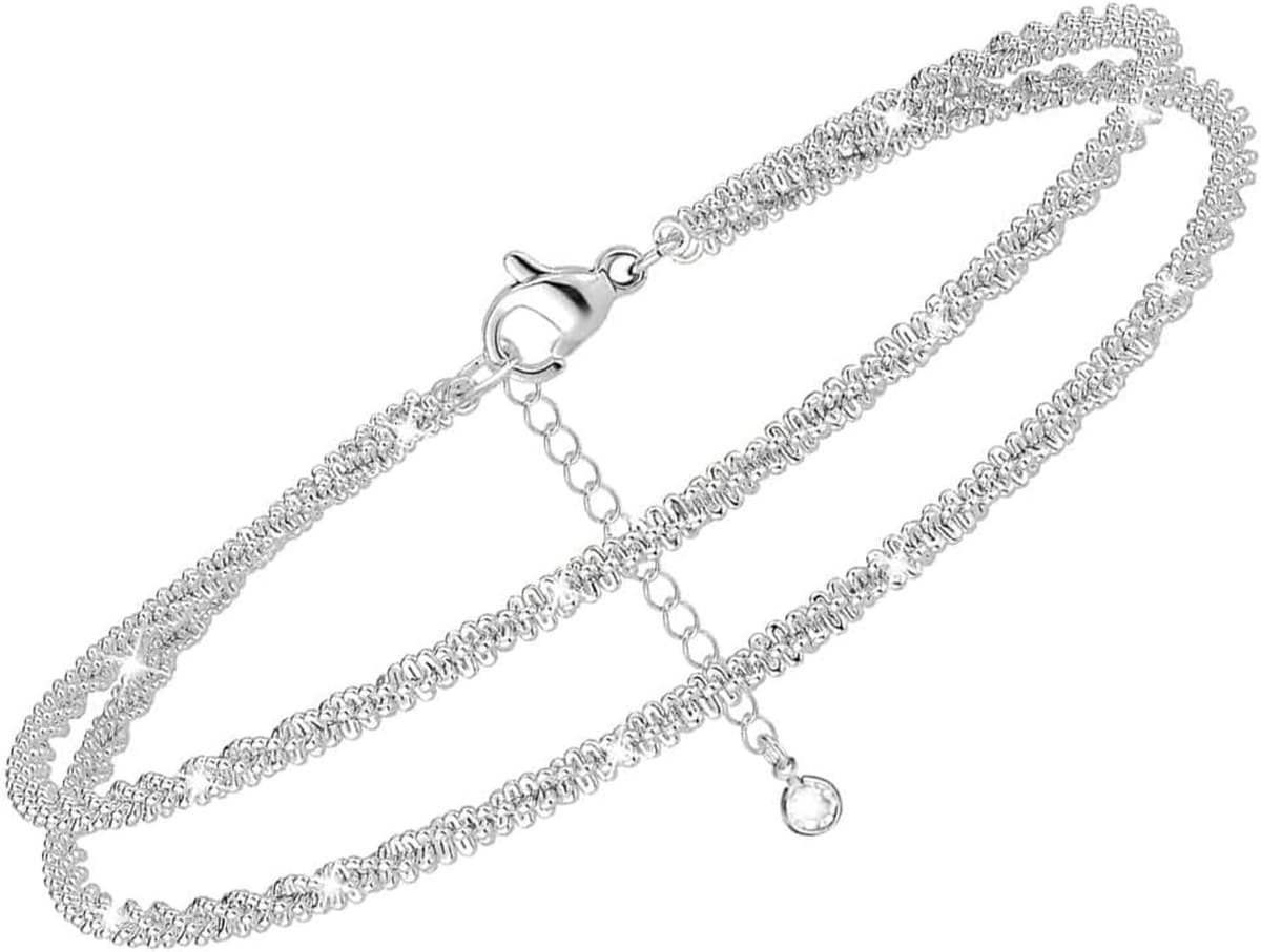Anklet Voor Vrouwen, Kleine Gelaagde Waterdichte Enkelband Voor Vrouwen, Verstelbare, Enkelband Set Rope Link Strand Klep Voor Vrouwen — afbeelding 1