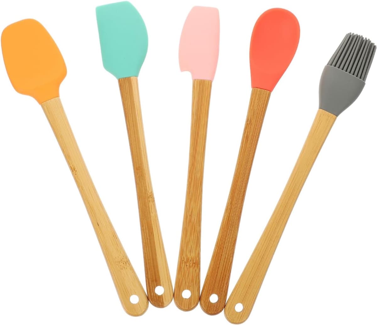 1set Kleurige Bakgereedschappen Silicone Spatula Met Hittebestendige Handvatten Voor Gemakkelijk Bakken Decoreren Van Taarten Desserts — afbeelding 1