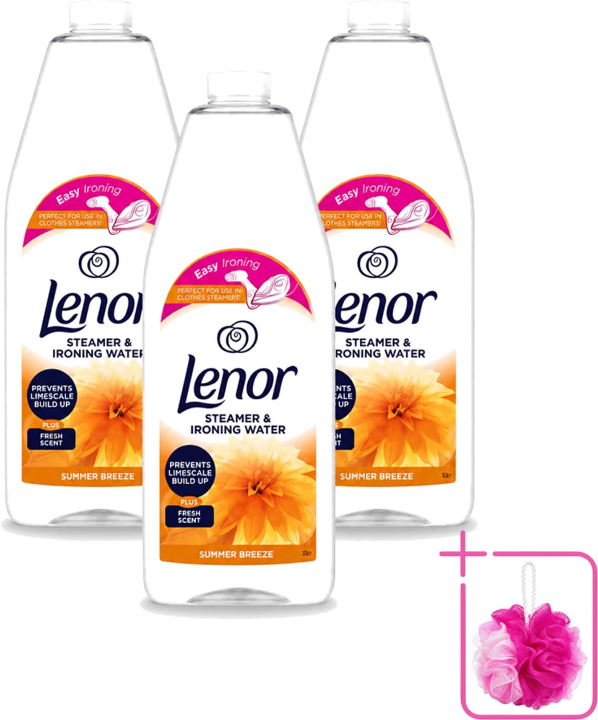 3 x Lenor - Strijkwater - Summer Breeze - Textielverfrisser - 1000 ml - Bulkverpakking - Strijkwater - Douchemop - Zomerse geur — afbeelding 1