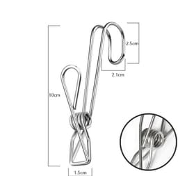 12 stuks - Ophangknijpers - Multifunctionele clips met haak - Wasknijpers - Duurzame veerclip - 10cm lang - voor handdoeken, papieren en wasgoed — thumbnail 2