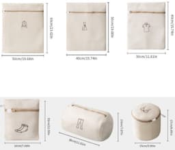 6-delige set – Waszak van mesh – Tas voor bh-verzorging – Opbergtas voor de wasmachine – Opvouwbare organizer – Ritssluiting – Beschermt kleding – voor truien, jassen, ondergoed en andere delicate items – Beige – Verkrijgbaar in verschillende maten — thumbnail 4