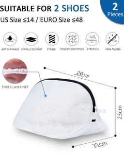 Schoenen Waszak voor Wasmachine – Set van 2 – Wasnet met Rits voor Sneakers en Sokken – 15 x 21 x 23 cm — thumbnail 2