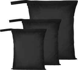 3 Stuks Natte Droge Zakken, Natte Dry Bag Waterdichte Reistas, Stoffen Luier Natte Zak met Handvat & Rits, Wasbare Reistas Organizer Yogatas voor Natte Zwemkleding, Sportschool, Strand (Zwart) — thumbnail 4