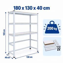 Wasmachine rek - 180 x 130 x 40 cm - wit — thumbnail 3