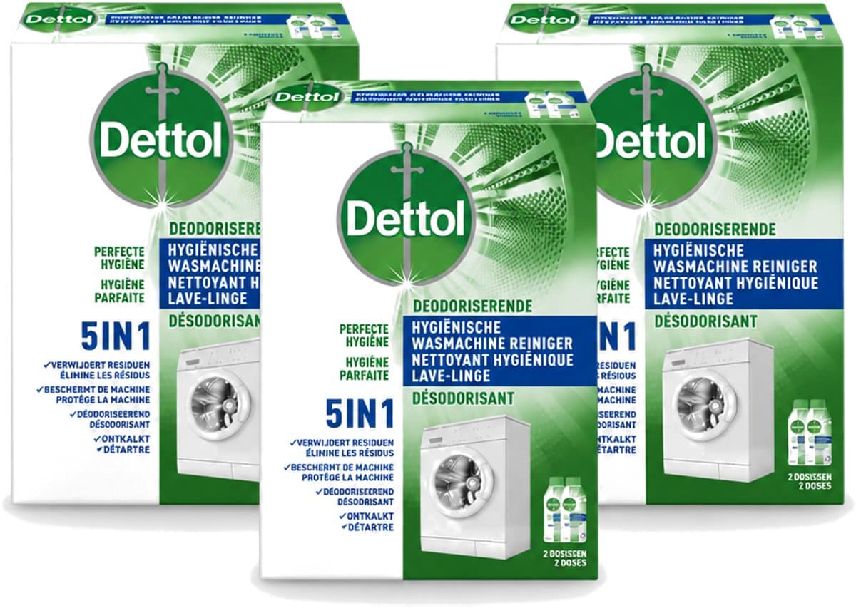3 x Dettol - Hygiënische Wasmachine Reiniger - 5-in1 Formule - 500ml - Voordeelverpakking - 3 stuks — afbeelding 1