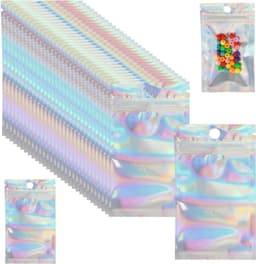 Holografische Zakken - 6 x 10 cm - Hersluitbare Waterdichte Zak met Geurbestendige Eigenschappen - Voor Snoep en Snacks — thumbnail 1